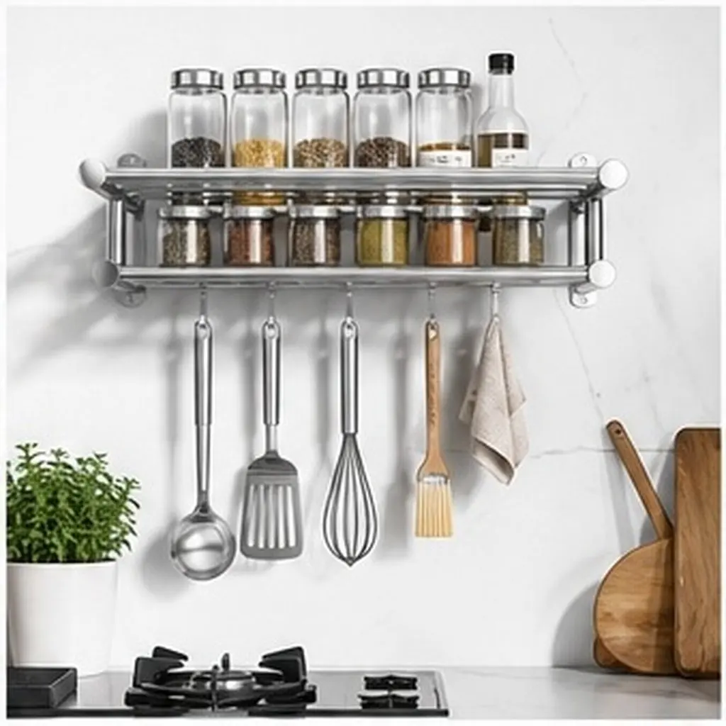 Wall Mounted Stainless Steel Bathroom Shelf Organizer Multi Use Towel Rack Shower Caddy Storage Basket for Toothbrush Toothpaste