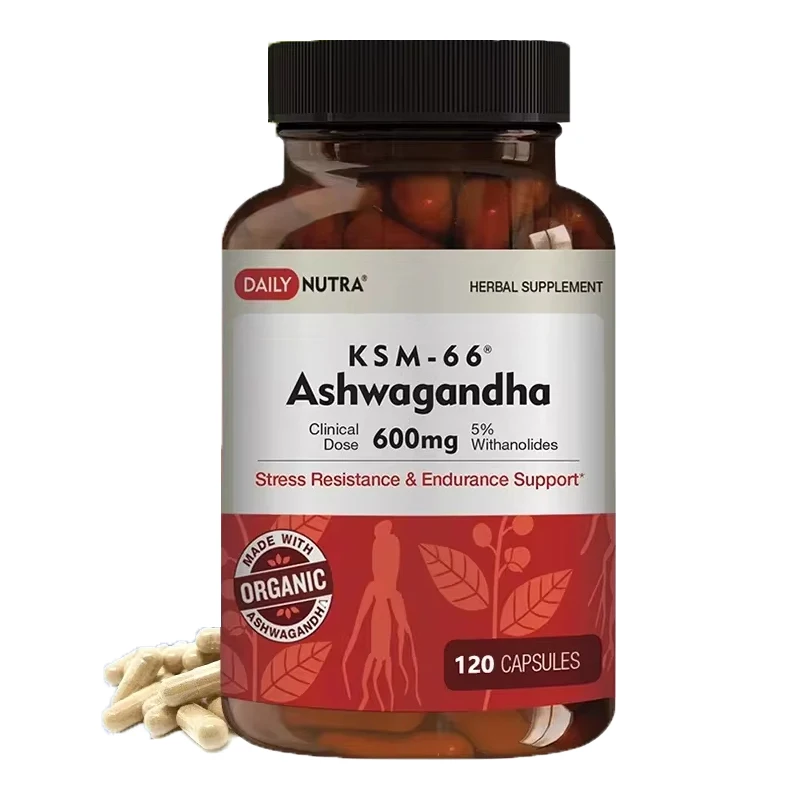 Organic Ashwagandha 600 Mg - 120 Veggie Capsules - Natural Anxiety Relief, Mood Improvement, Immunity and Focus, Anti-Anxiety