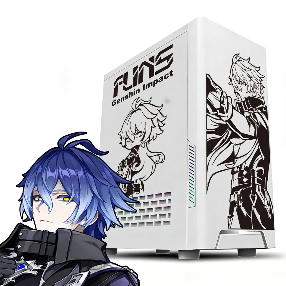 

Genshin Impact Flins Anime Game Stickers Waterproof ATX Mid Tower PC Case Decor Decals Removable Car Body Stickers