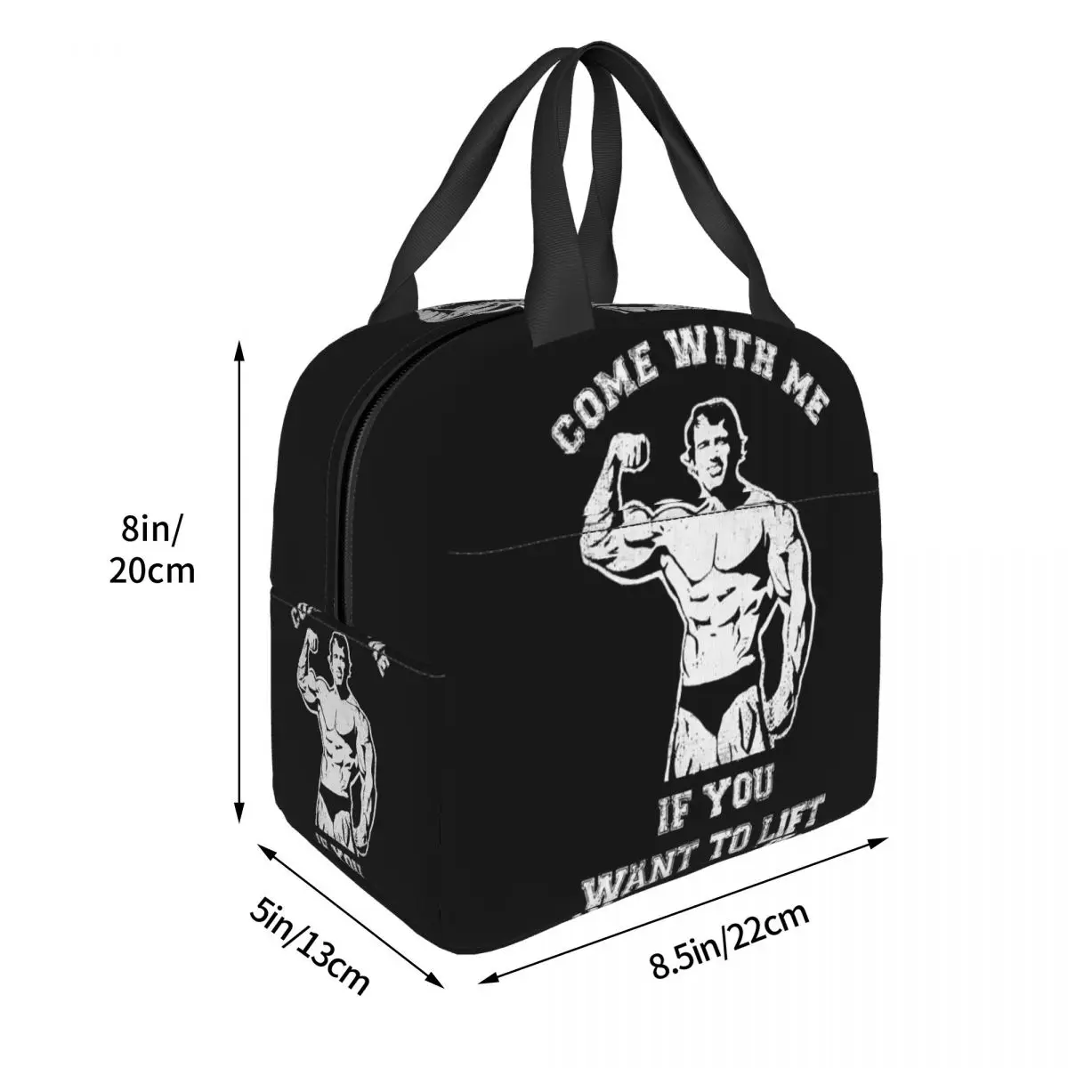 Arnold Come With Me Lift Powerhouse Gym Insulated Lunch Bag for Women Kids Portable Food Boxes Thermal Lunch Box Tote