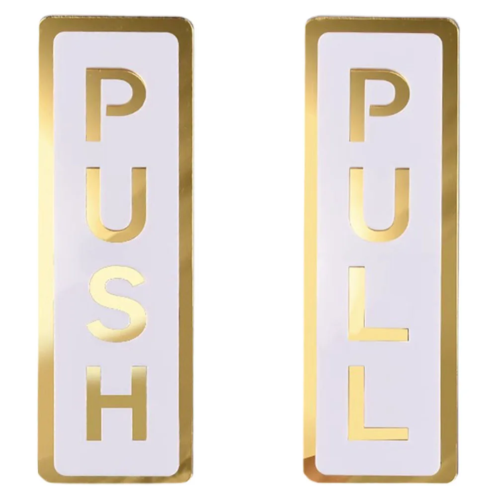 

2Pcs Double Layer Acrylic Push Pull Door Sign Mirror Finish Clear Font Entrance Identification Label for Glass Business Store