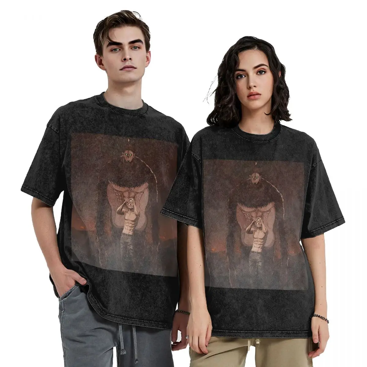Attack On Titan Zeke Yeager Washed T Shirts Vintage Short Sleeve Hip Hop T-Shirt Streetwear Tops Tees for Men Women