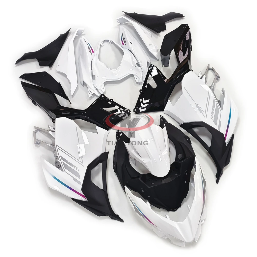 Light Gradient Color Lines Bodywork Cowling Fit Ninja 400 New Pearl White Full Fairing Kit for Ninja400 2018-2019-2021-2022-2023