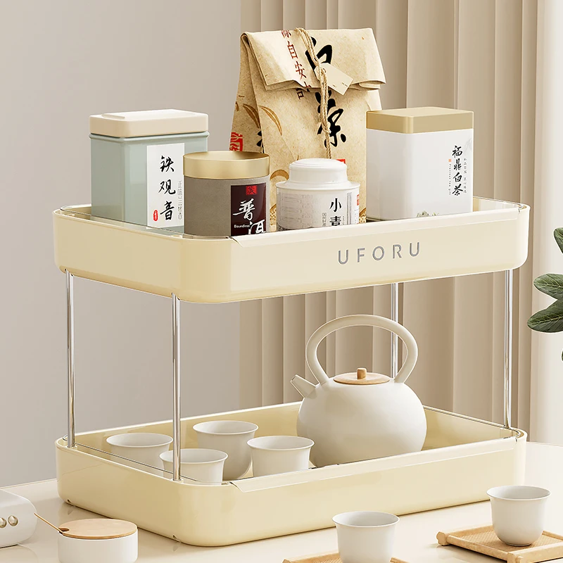 UFORU Mehrschichtiges Tropfbecherregal mit integriertem Tropfschale, großes Fassungsvermögen, Wohnzimmer, Büro-Wasserbecher-Organizer.
