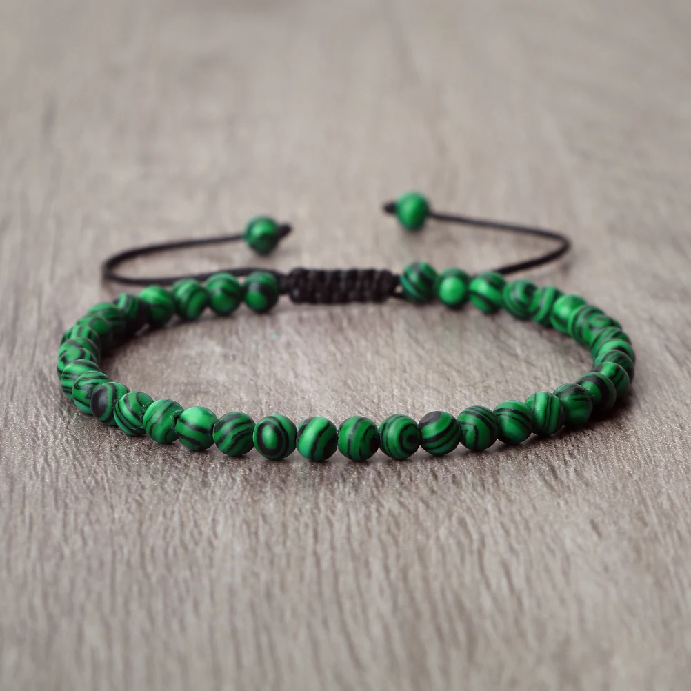 Handmade Natural Malachite Beads Bracelet Women Men Charm 4mm Small Stone Chain Bangle Diabetes Relief Health Jewelry For Friend