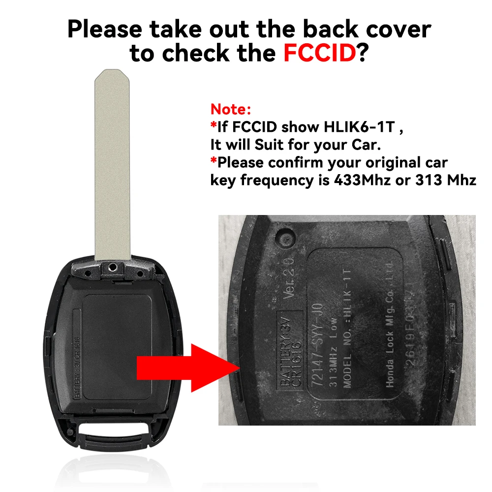 Keyyou สำหรับ Honda CR-V Accord 2008 2009 2010 2011 2012ชิป ID46 MLBHLIK-1T 3/4ปุ่มรถรีโมทกุญแจรถ313.8MHz