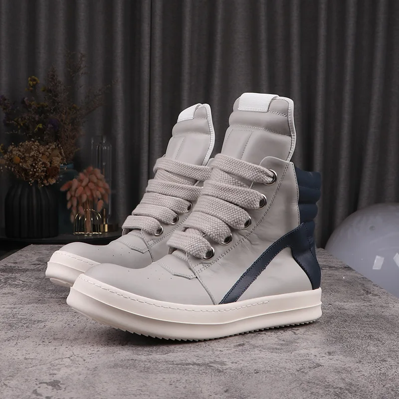 

Brand R0 Gray Patchworked Sneaker Men Sneaker Thick Bottom Men High Top Thick Soled Women Shoes