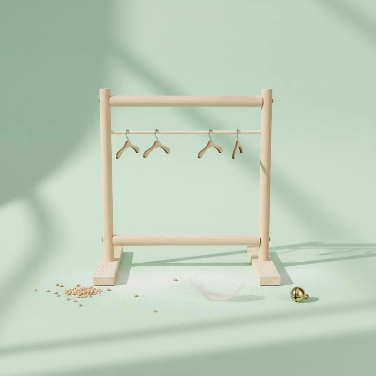 Wooden Bird Clothes Rack Natural Wood Bird Clothes Hanger Stand Home Organizer Stable Base Household Storage Large Size view 3