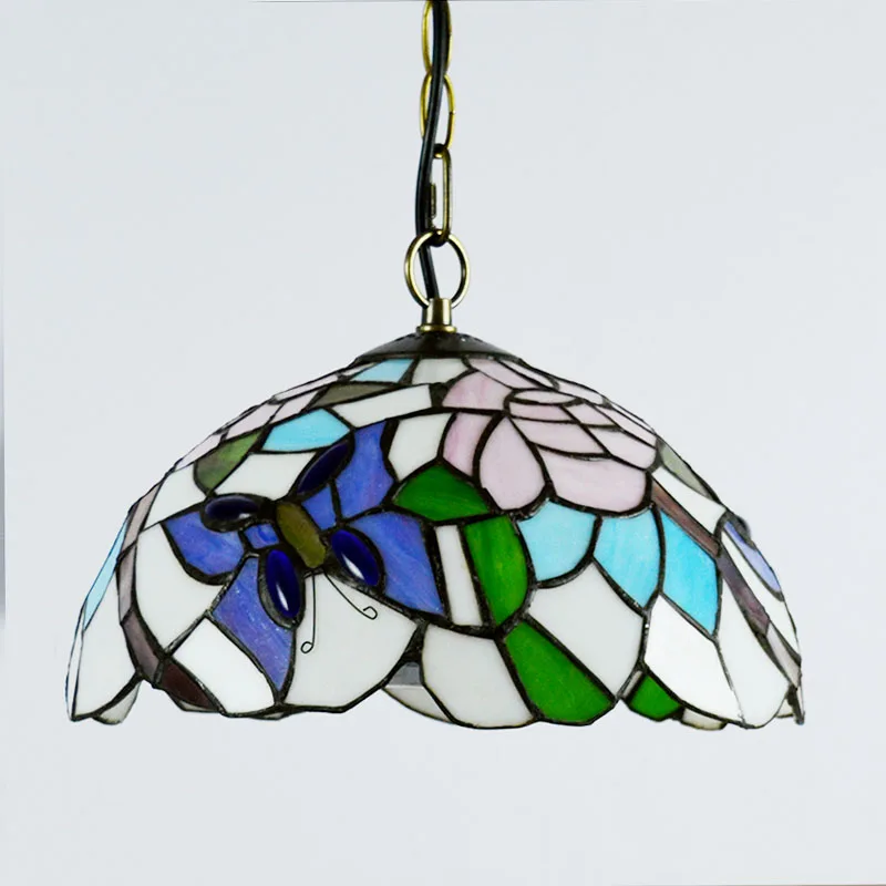 Tiffany Stained Glass Pendant LED Medium Ceiling Light Single Bulb Fitting