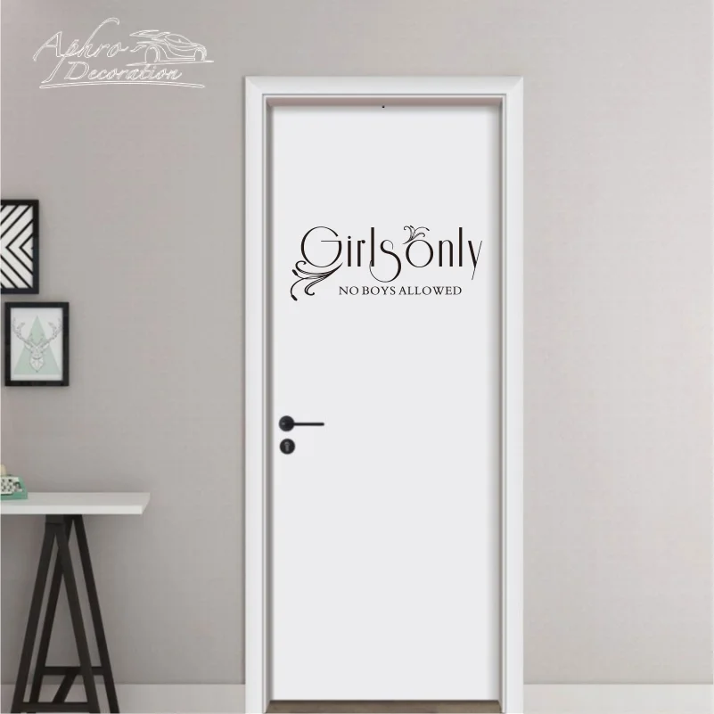 Funny Girl Room Door Decal Girls Only No Boys Allowed Except Dad Room Door Wall Stickers Vinyl Art Decals Wallpaper