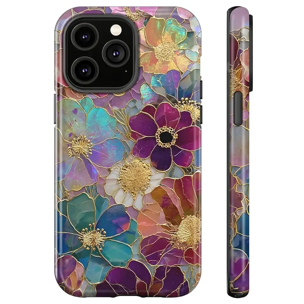 

Case for iPhone 15,Vibrant Lotus Flower Phone Case Drop Resistant Glossy 2 in 1 Solid Dual-Layer Cover for Girl Women
