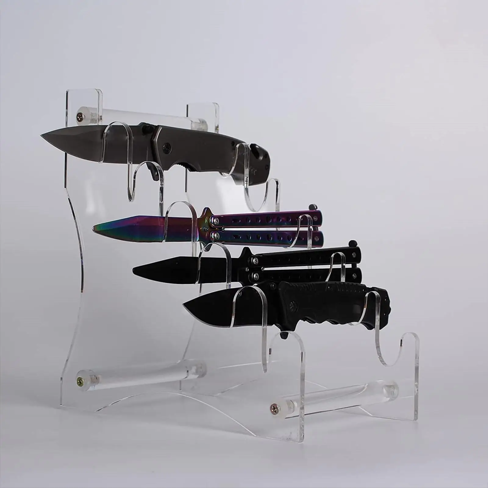 Acrylic Knife Holder Storage Rack Clear 21.3x13x22cm Bracket Shelf with 6 Layers for Retail Store Sturdy Knives Stair view 3