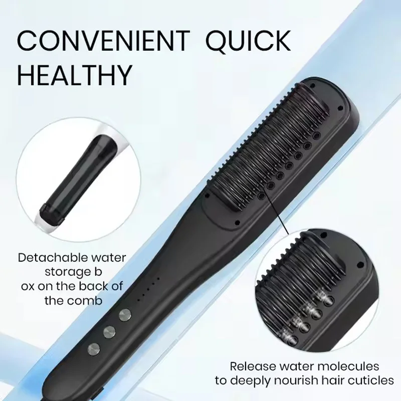 

2in1 Professional Quick Heating Iron Hot Steam Spray Brush Smooth Steaming Anti-scald Hair Straightener Culer Comb Styling Tools