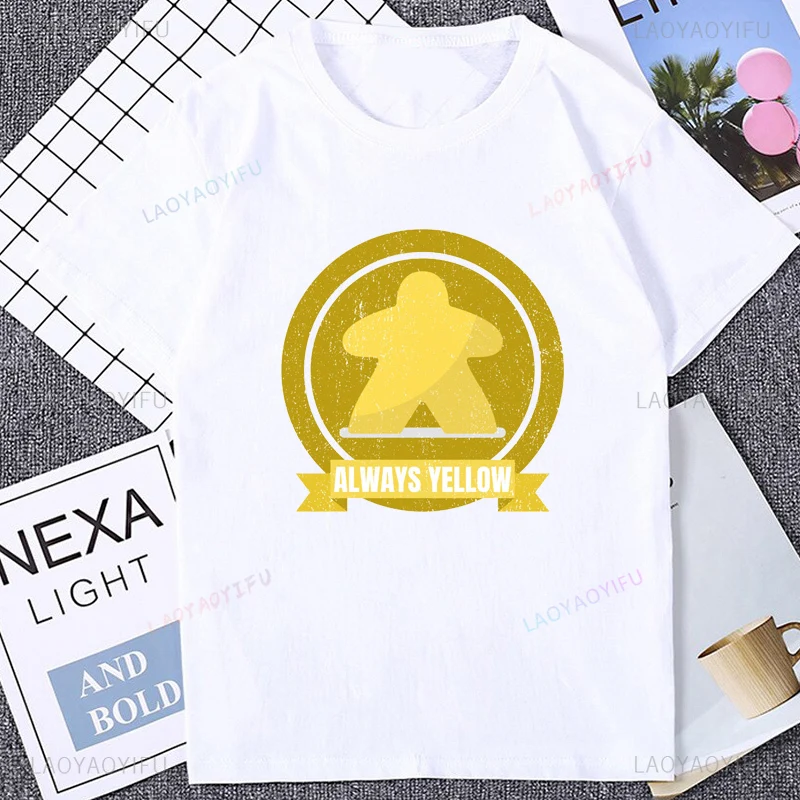 Board Game Meeple Always Yellow Funny Tshirt Fashion Cotton Man T Shirt Harajuku Breathe Comfort Summer Style Y2K Women T-shirt