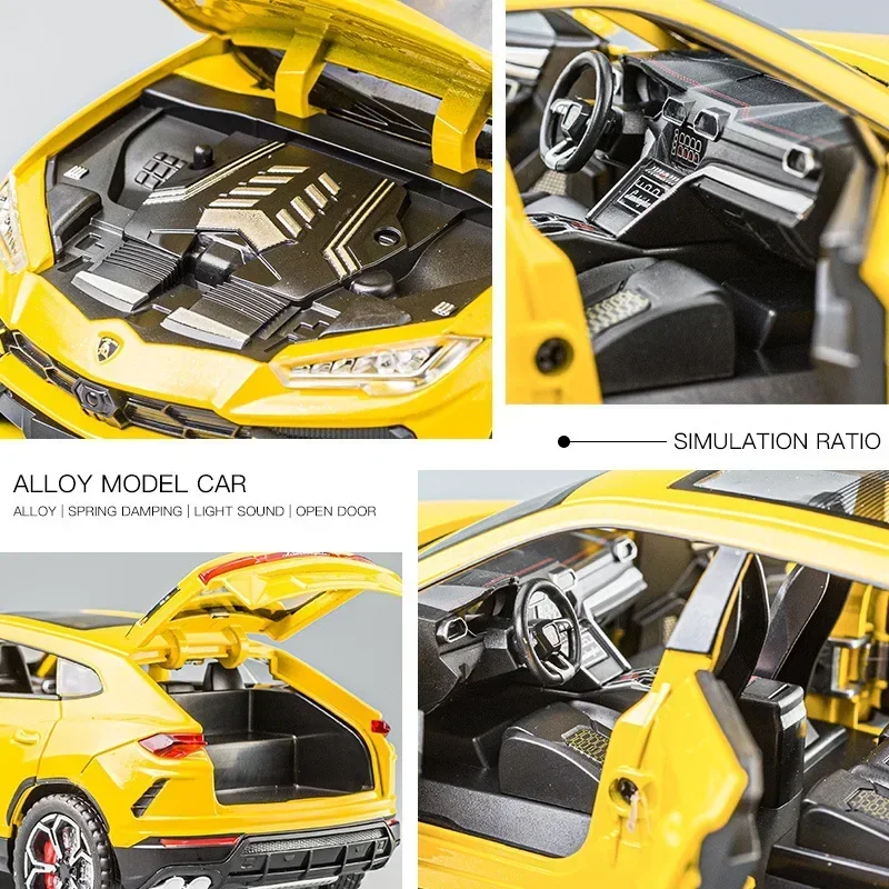 1:24 Lamborghini URUS Alloy Model Car SUV Diecast Toy Metal Collection Simulation Sound & Light Toy Car For Children C126
