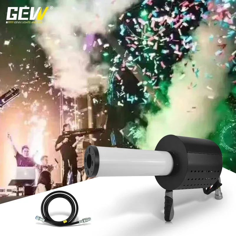 GEVV DJ Equipment LED CO2 Confetti Hand Jet Gun Shooter Cannon For Party Disco Nightclub