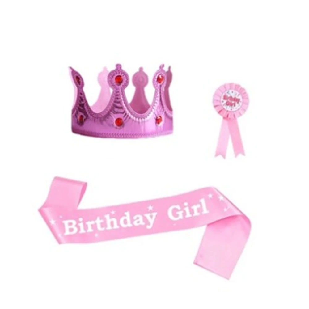 Birthday King Crown, Birthday Sash and Button Pins Birthday Party Accessory Set for Boys Girls Kids Theme Birthday  Party