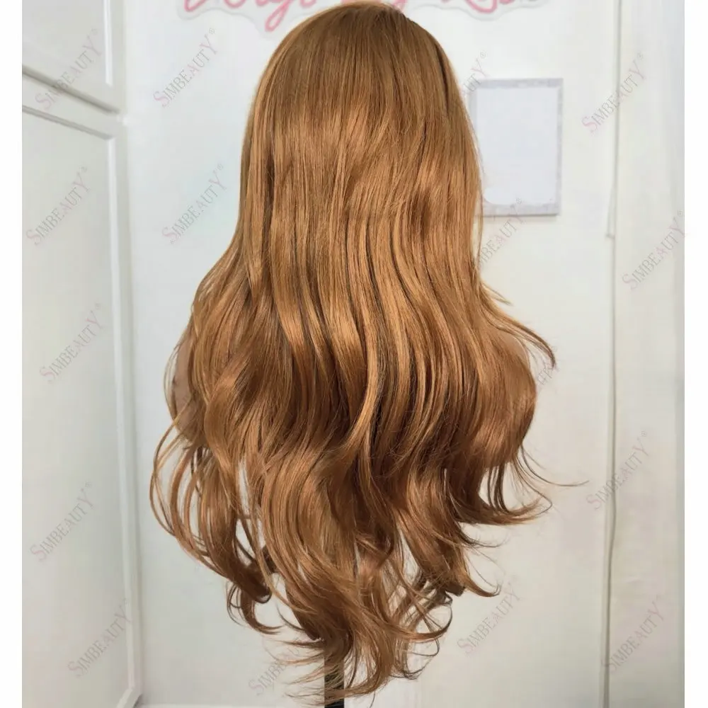 Vollspitzenperücken aus Remy-Echthaar, klebefrei, lange, lockere Wellen, Orange-Braun, 13x6 Spitzenfront/360 Spitzenfrontperücken für Damen, für den täglichen Gebrauch – Detail 4