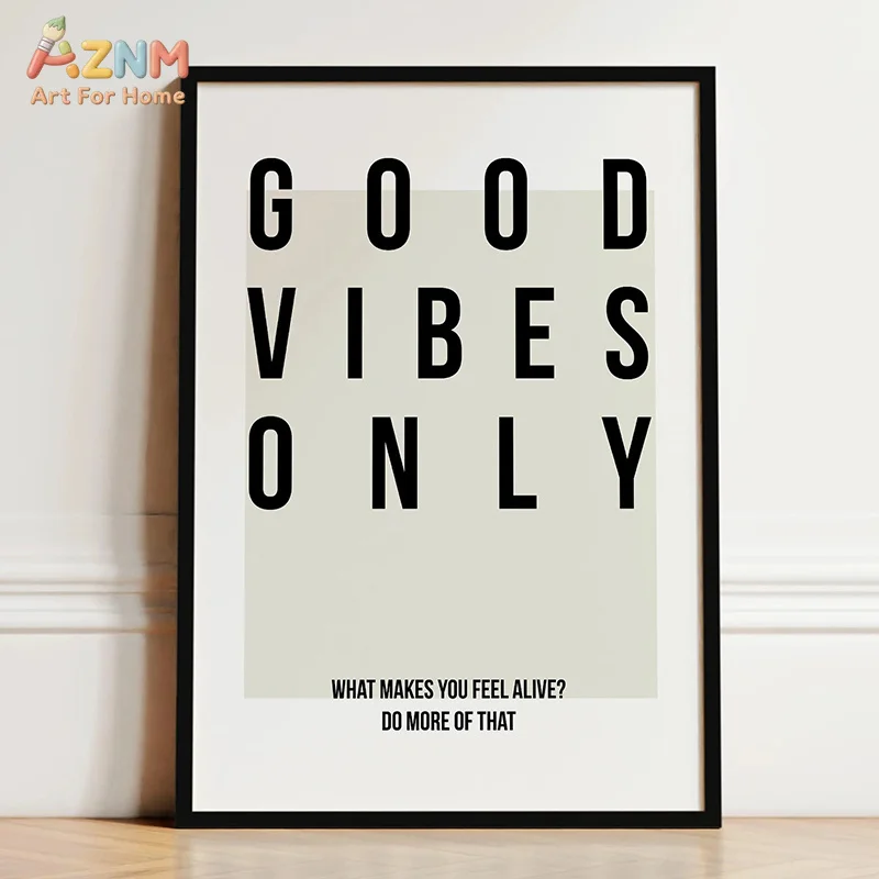 AZNM Minimalist Black White Quote Canvas Wall Art Inspirational Typography Poster Living Room Bedroom Unframed Decor Print