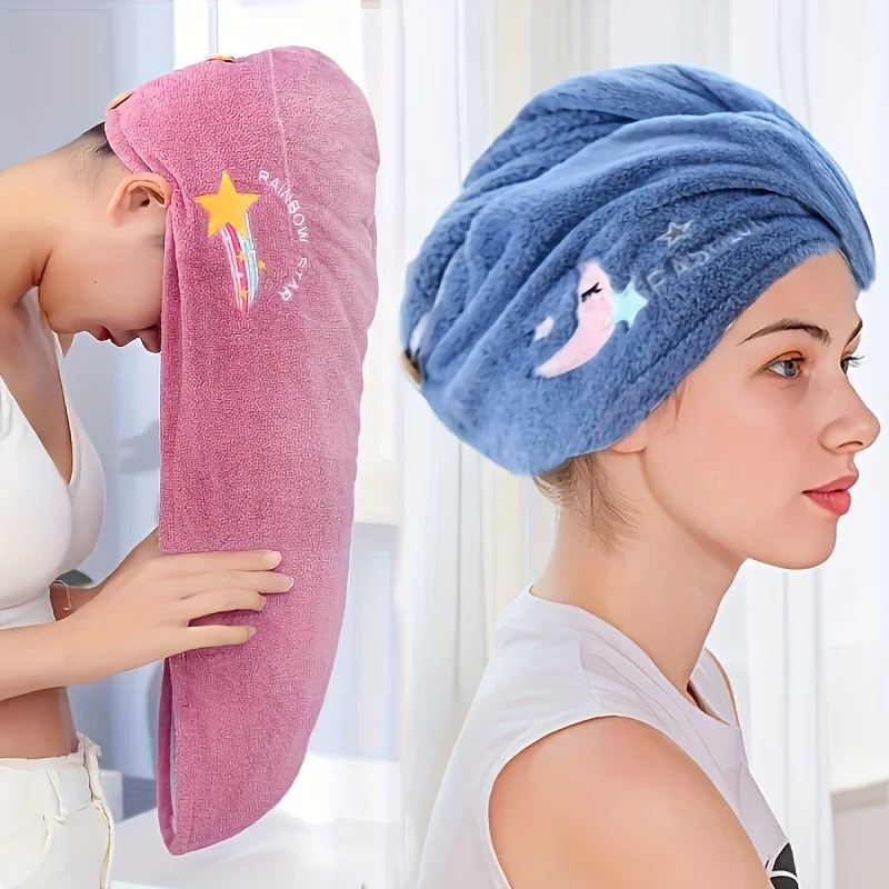 (Available in 3 Colors) Women's Quick-Dry Microfiber Towel - Soft Coral Fleece, High-quality Design, Absorbent Shower Cap