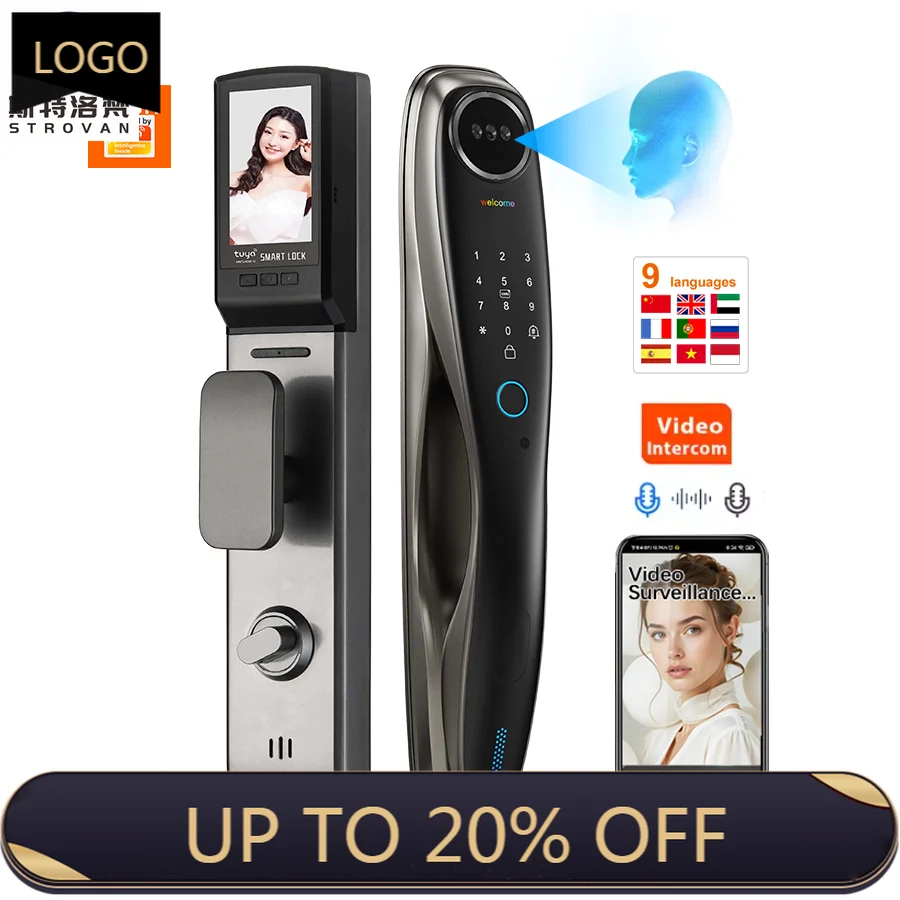 

STLF Smart Door Locks Front Door 3d Face Smart Lock Outdoor Digital Cabinet Tuya Fingerprint Smart Door Lock