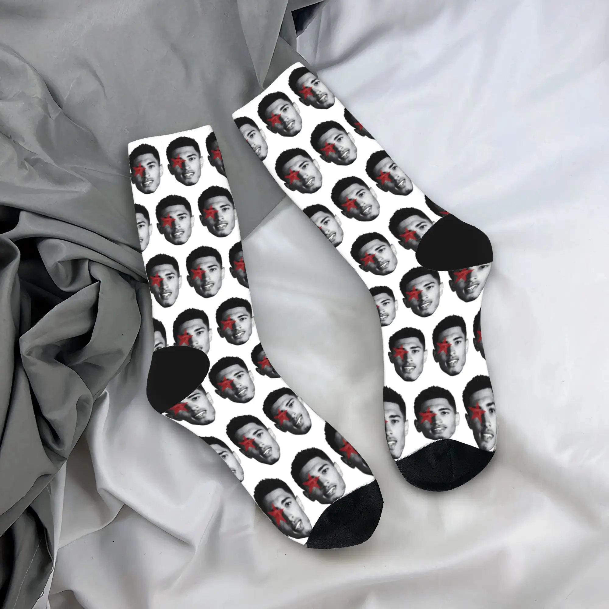 Jude-Bellingham Socks Big Head Graphic Stockings Anti Skid Men Socks Warm Soft Winter Funny Outdoor Sports Socks