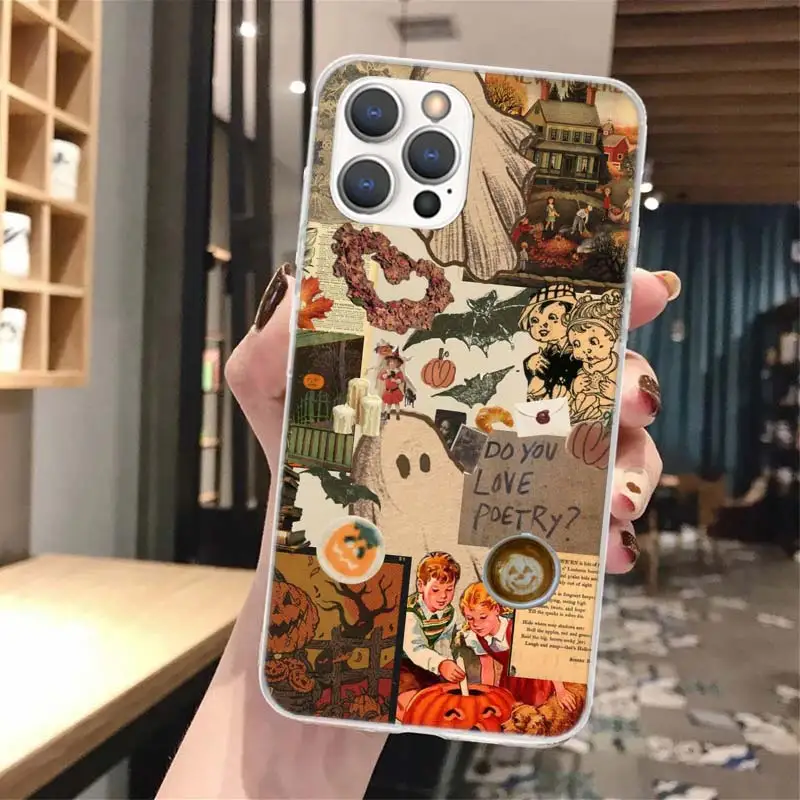 October Fall Halloween Spooky Pumpkin Soft Phone Case For iPhone 16 15 14 13 12 11 Pro Max X XR XS 7 Plus 8 + SE 2020 Pattern Cu