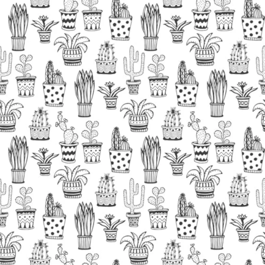 

Wall Art Print Succulent and Cactus Pattern. Doodle Flowers in Pots Background. by worldion, 30" x 30