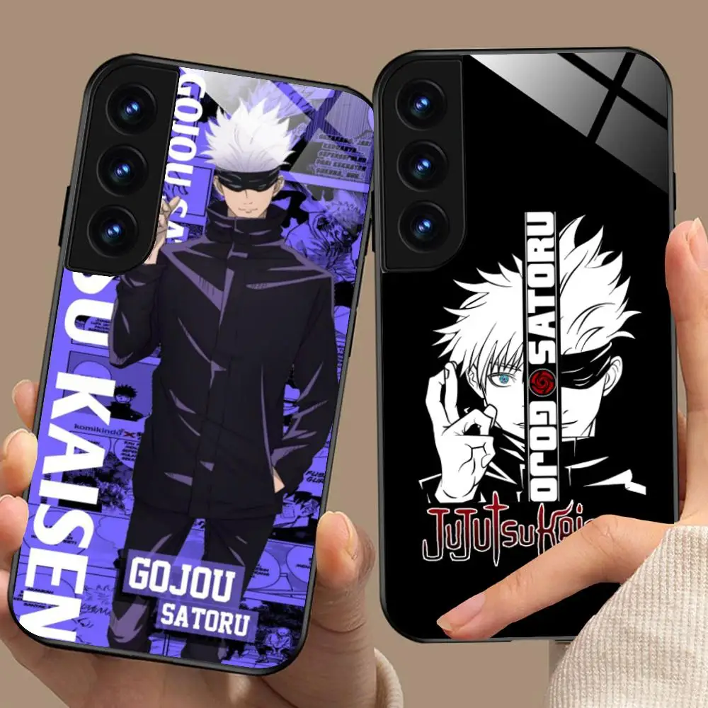 Jujutsu Kaisen Satoru Gojo قضية الهاتف لسامسونج غالاكسي A56 55 54 53 52 51 36 35 34 23 16 15 5G غطاء زجاجي الهواتف المحمولة الفاخرة