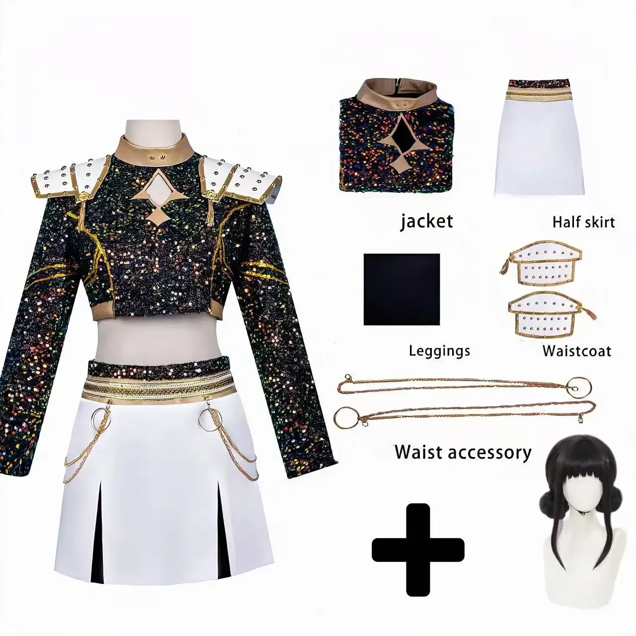 أزياء الهالوين الجديدة باللون الأسود والذهبي KPop شيطان الصيادين التأثيرية رومي زوي ميرا أزياء نسائية رائعة لدور حفلة الهالوين