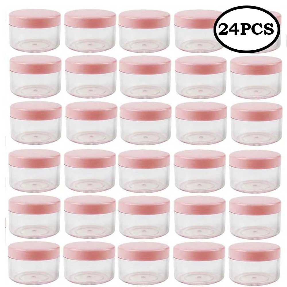 24pcs 10g 15g 20g Make Up Jar Cosmetic Sample Empty Container Plastic Round Lid Small Bottle Eyeshadow Cream Travel Pot