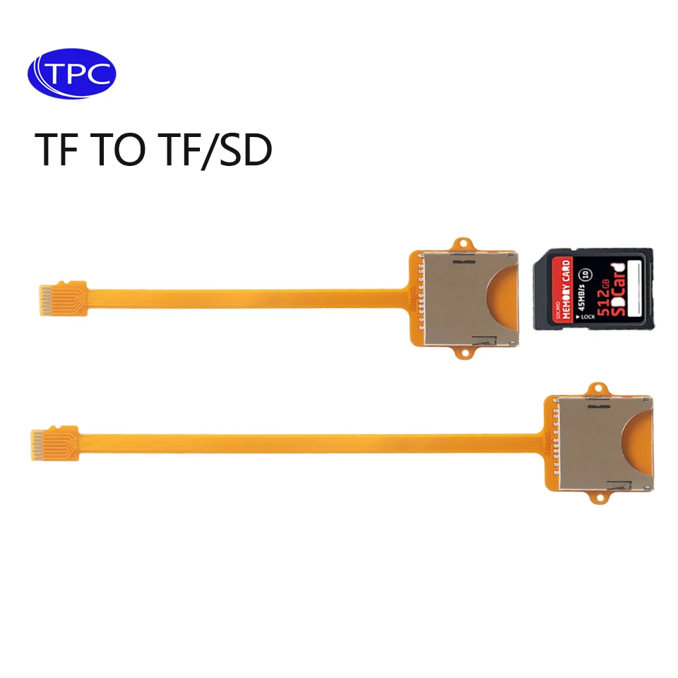 TPC For Micro-SD TF Memory Card Kit Male To SD Female Extension Soft Flat FPC Cable Extender