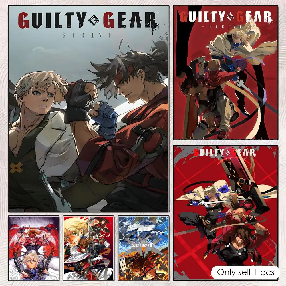 G-.Guilty Gear Game Anime Poster DIY Sticky HD Wall Decor Anti-wrinkle for Bedroom/e-sports room Family Life Pet anime