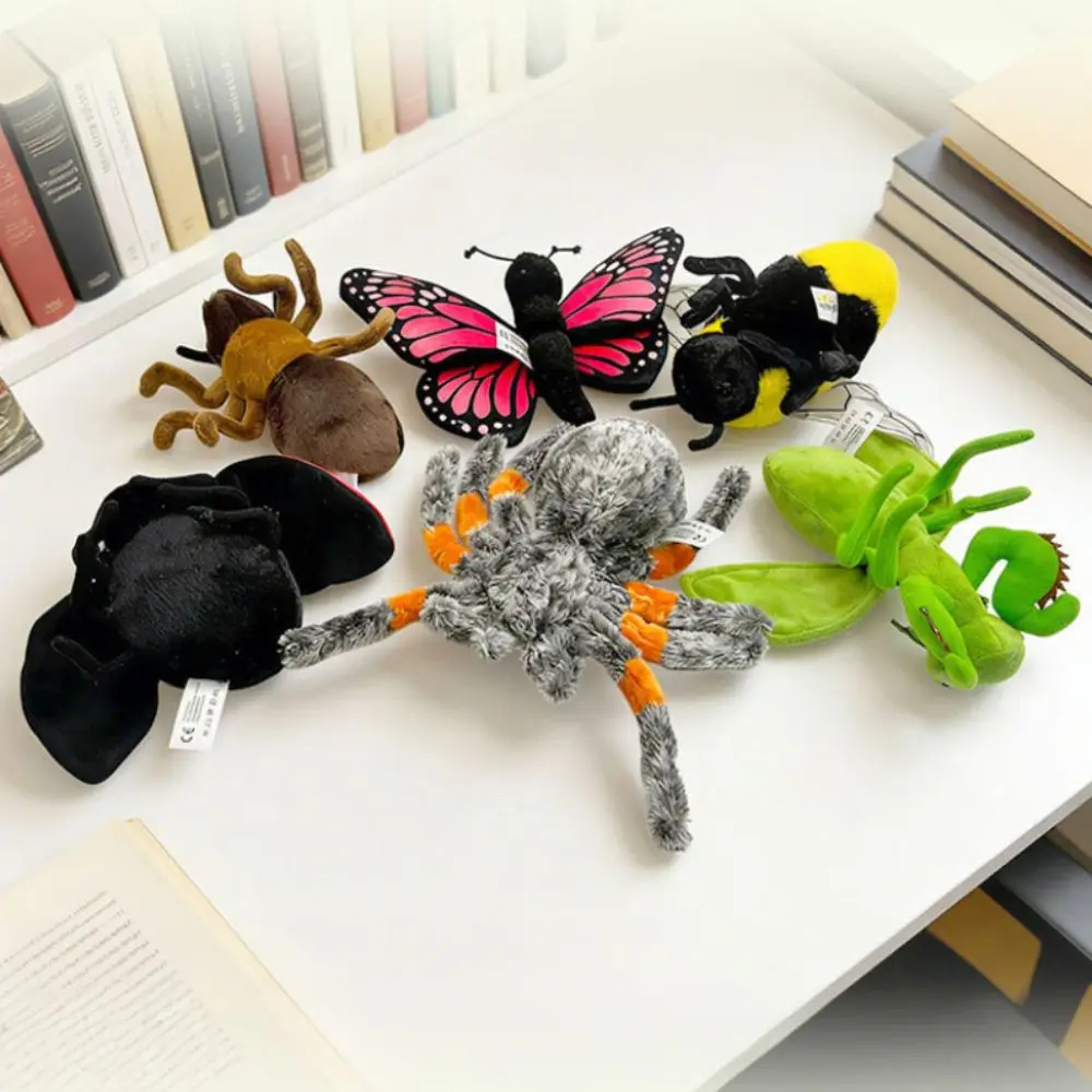 Cute Soft Insect Series Butterfly Mantis Ladybug Ant Spider Bee Animals Lifelike Fluffy Nature Theme Gift Collection