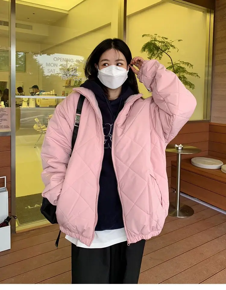 Uniforme de béisbol de algodón para mujer, chaqueta gruesa y cálida, ropa holgada coreana, Color sólido, 2023