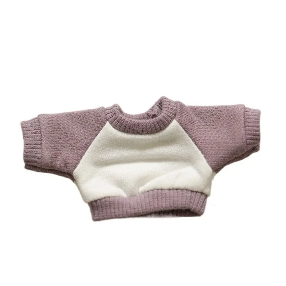 Ropa de muñeca de algodón, camiseta interior a rayas, ropa de muñeca de felpa de Color sólido, Sudadera con capucha de estilo de moda de 15cm, ropa para muñeca sin atributos