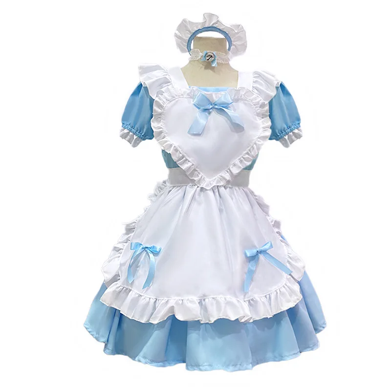 

Japanese Anime Lolita Costume Halloween Adult Women Girls Waitress Apron Maid Outfits Party Stage Cosplay Alice Maid Dress
