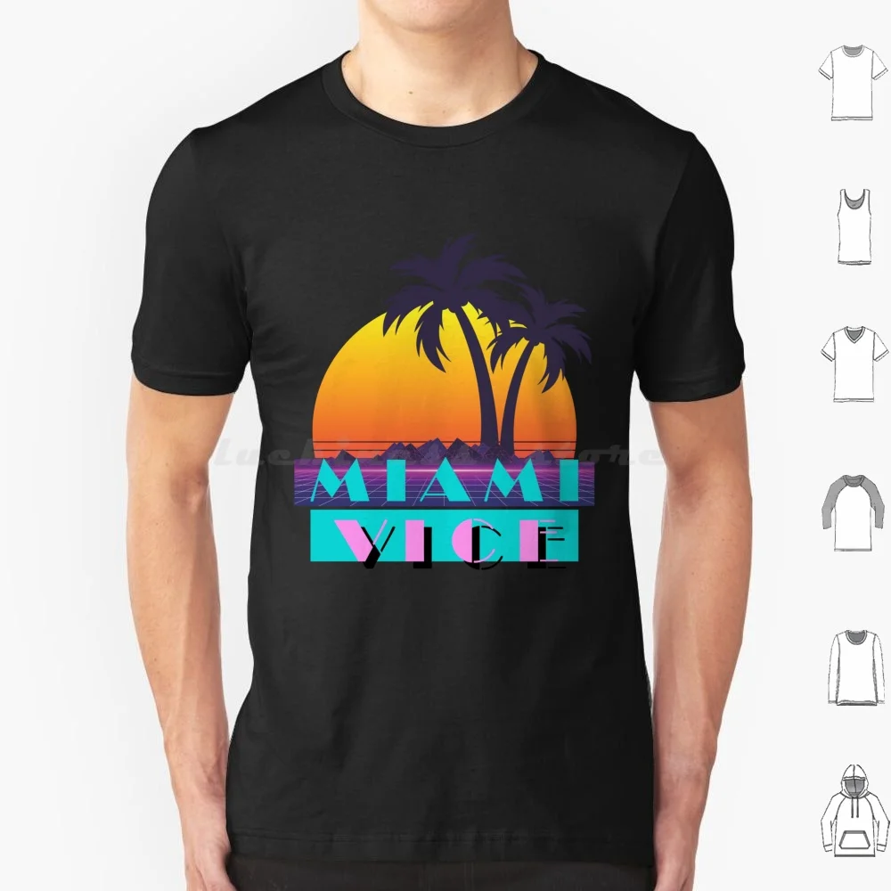 Miami Vice Retro T Shirt Big Size 100% Cotton Retro Vintage Miami Beach Miami Florida Beach 1980s Popular Trending Miami Vice