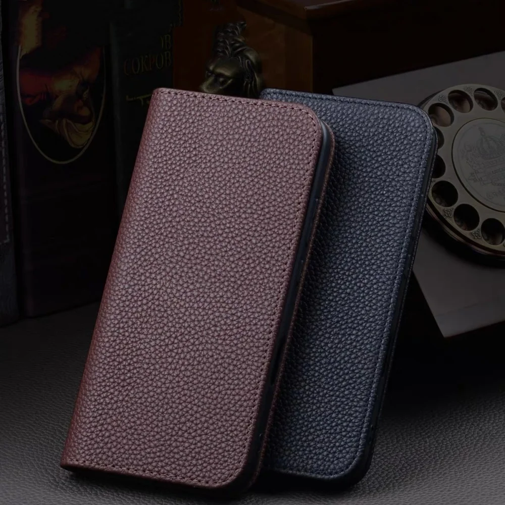 Luxury Cowhide Leather Litchi Texture Case for iPhone 18 Pro Max 18 Pro Card Slot Cover