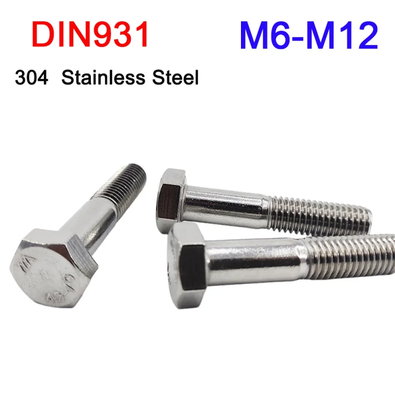 2/3/5Pcs M6 M8 M10 M12 DIN931 GB5782 A2-70 Half Thread Hexagon Head Bolt 304 Stainless Steel External Hex Head Screw
