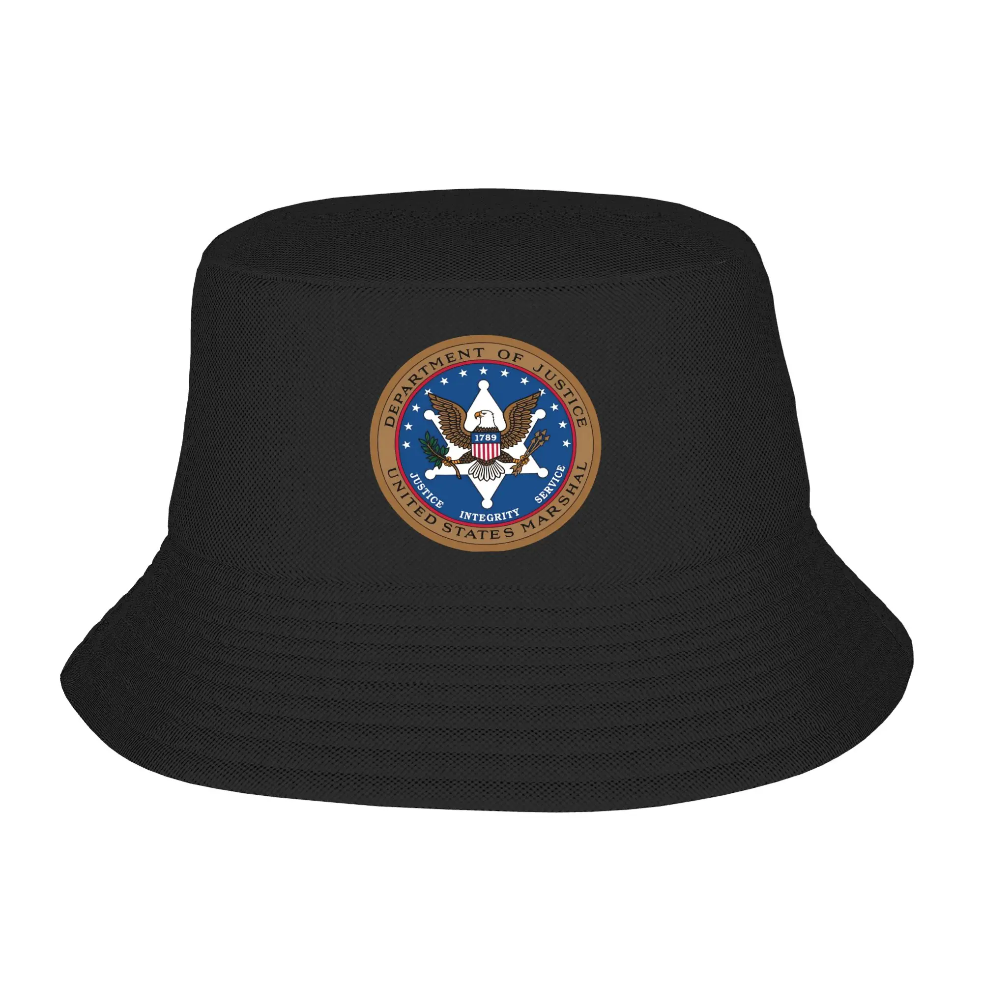 Men Women POLICE US MARSHAL UNITED STATES MILITARY SPECIAL FORCE DEPARTMENT Bucket Hat Vacation Caps Hip Hop Pattern Sun Hat