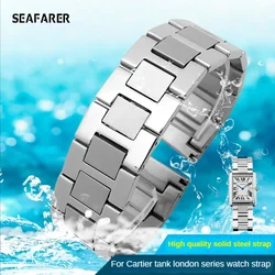 Stainless Steel Watch Band  for Cartier Tank Solo Claire Men's and Women's Fine Steel Watch Strap 20 22mm
