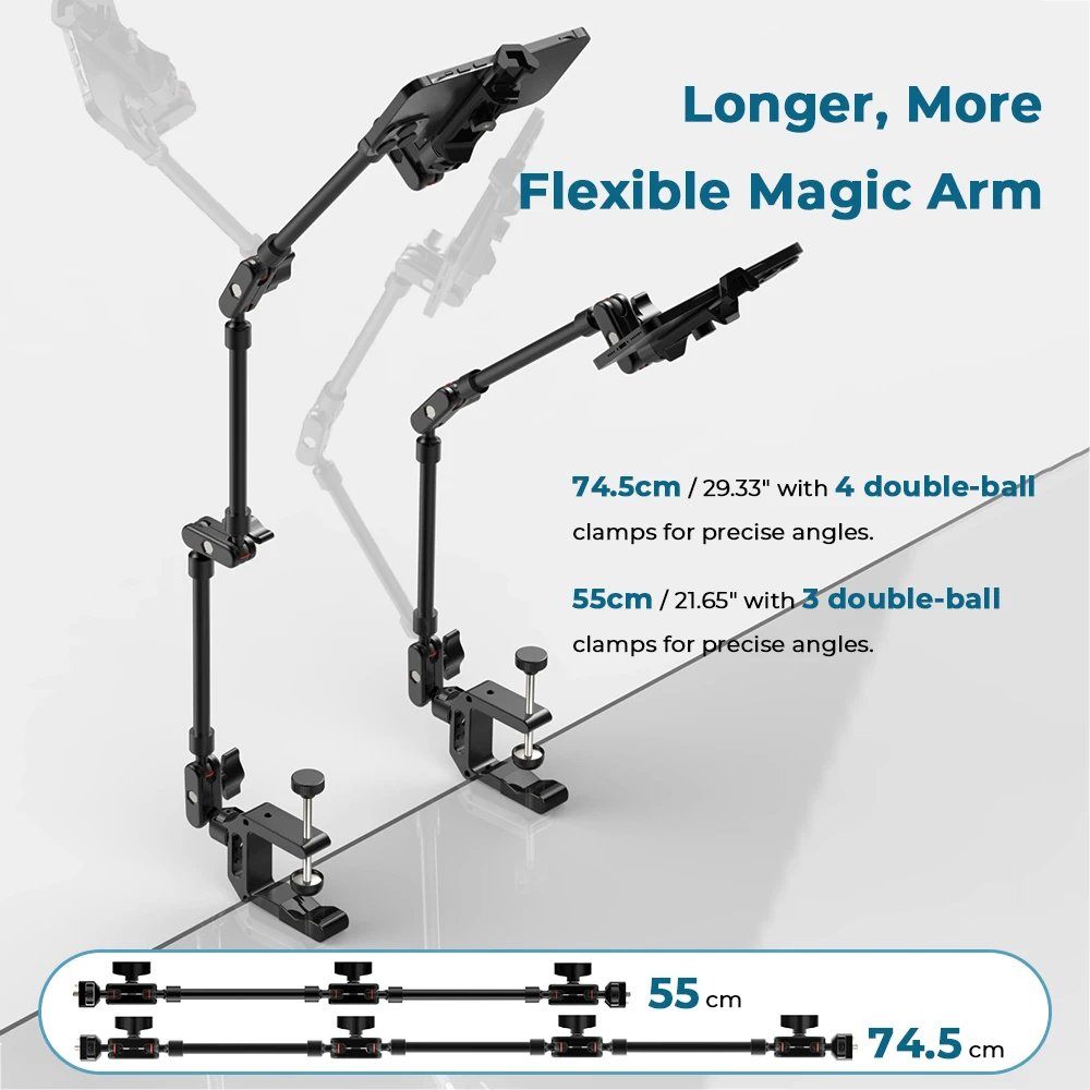 CAMVATE magische arm met krabklemkit Verstelbare desktopstatiefbevestiging, scharnierende wrijvingsarm voor smartphones Webcams Action