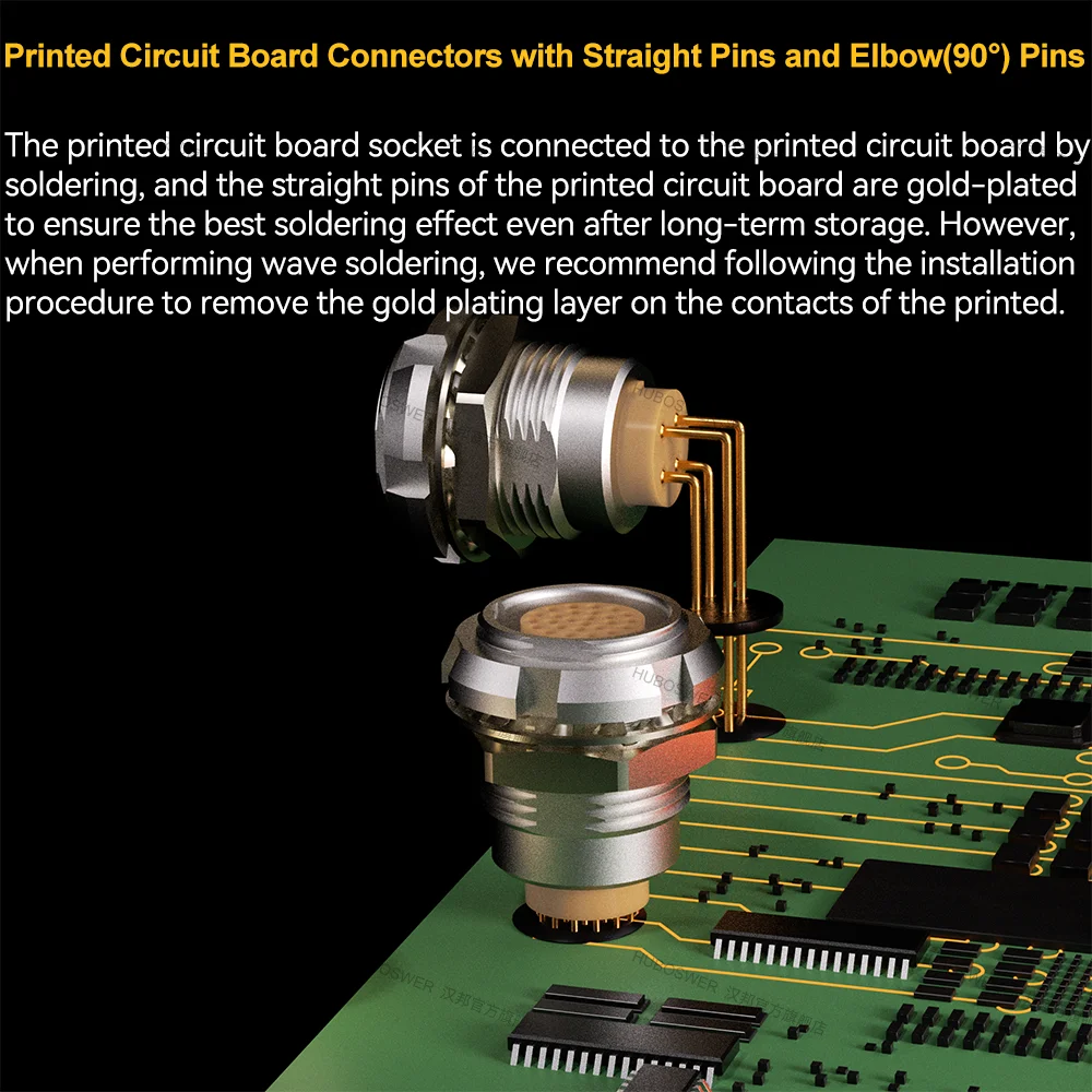 PCB Socket Print Straight Elbow 90° Degree Contacts ECG 00/0B/1B/2B/3B 2/3/4/5/6/7/8/9/10/12pin Circular Self-Latching Connector