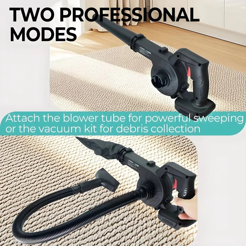 Cordless 2 in 1 Air Blower & Vacuum Cleaner, Leaf Dust Collector for Car, Computer, Garden, Compatible with Makita 18V/21V