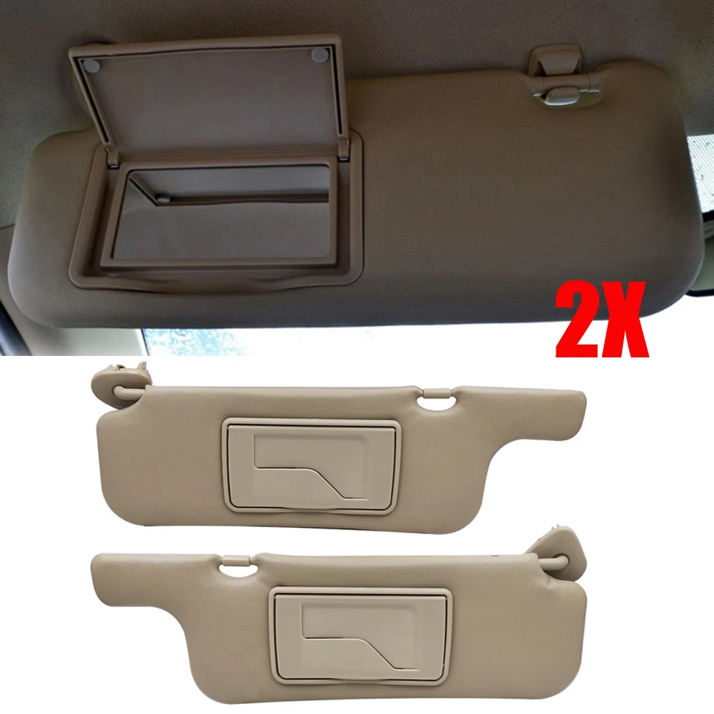 2Pcs Car Sun Visor Board Makeup Mirror Sun Shielding Board For Toyota For Corolla 2001 2002 2003 2004 2005 2006 2007 Beige