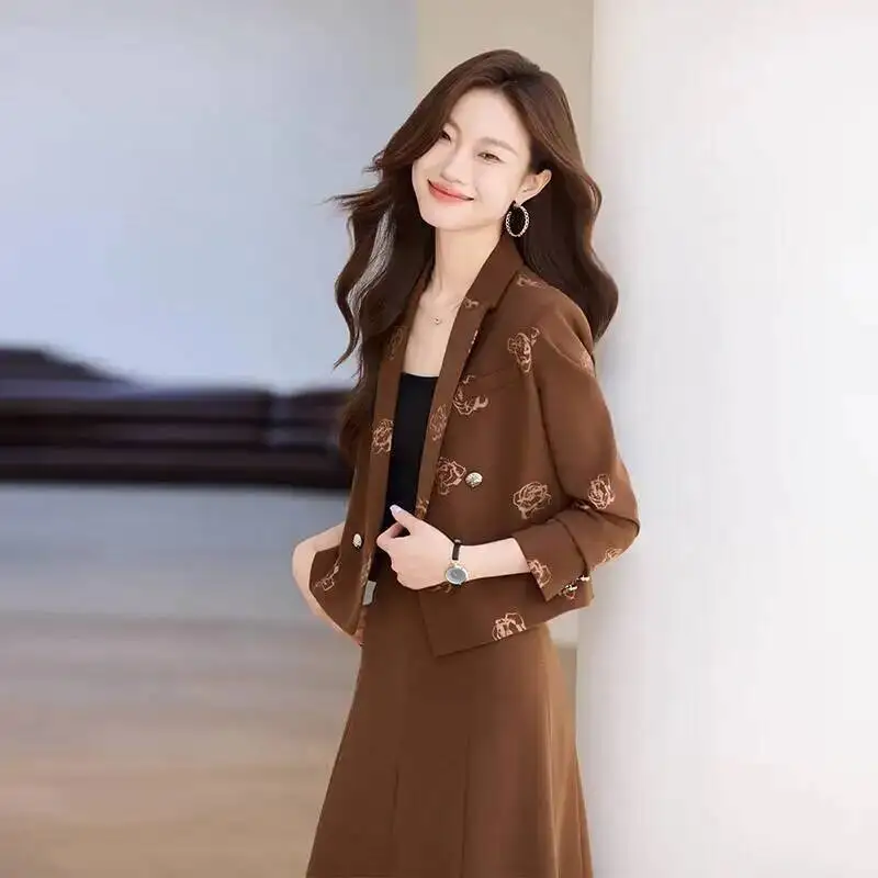 High Quality Fabric Formal Business Blazer Suits with Skirt and Jackets Coat Elegant Professional Women Career Interview Outfits
