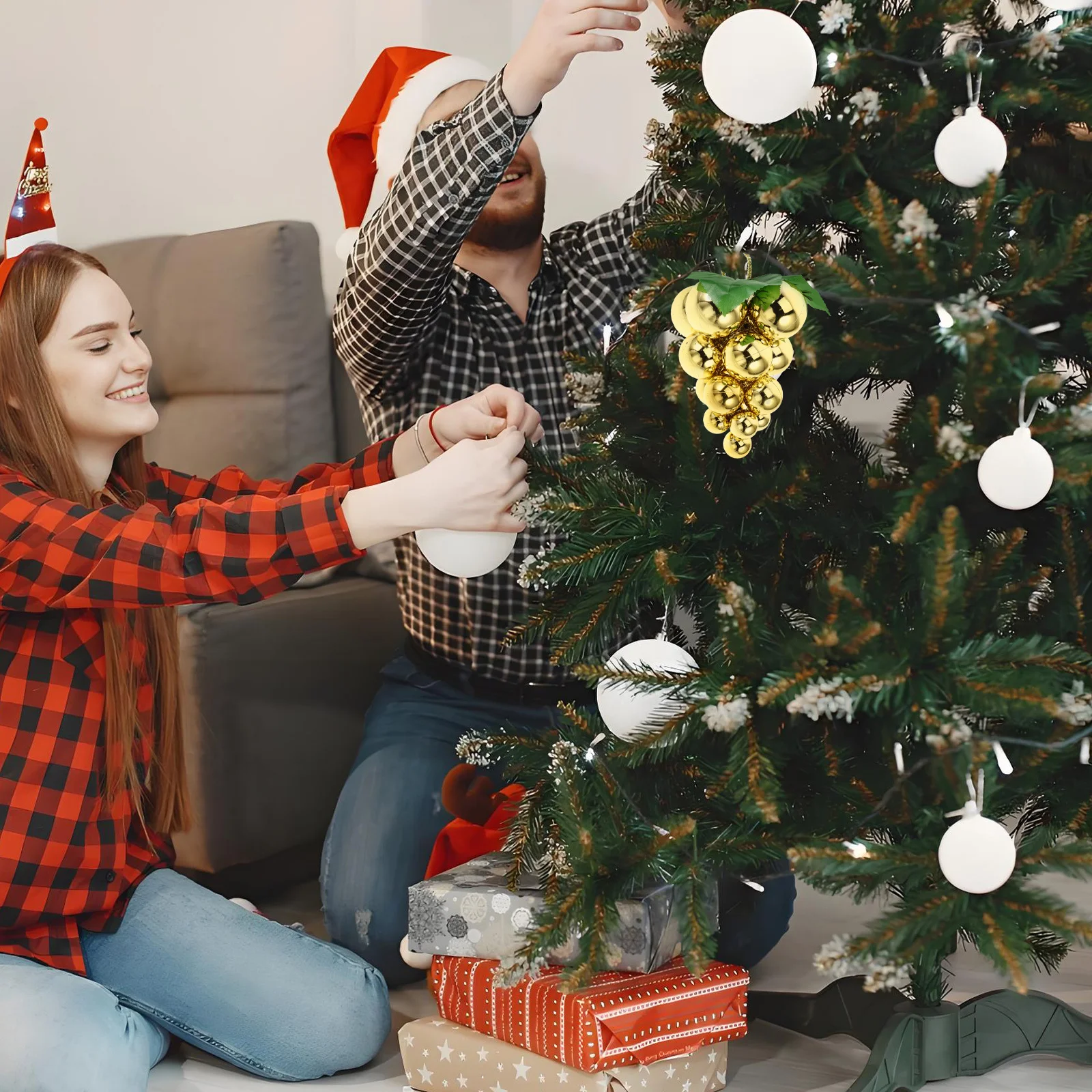 

Realistic Fake Grapes for Christmas Decor Artificial Fruit Pendant with Effect Tree Hanging Holiday Ornament