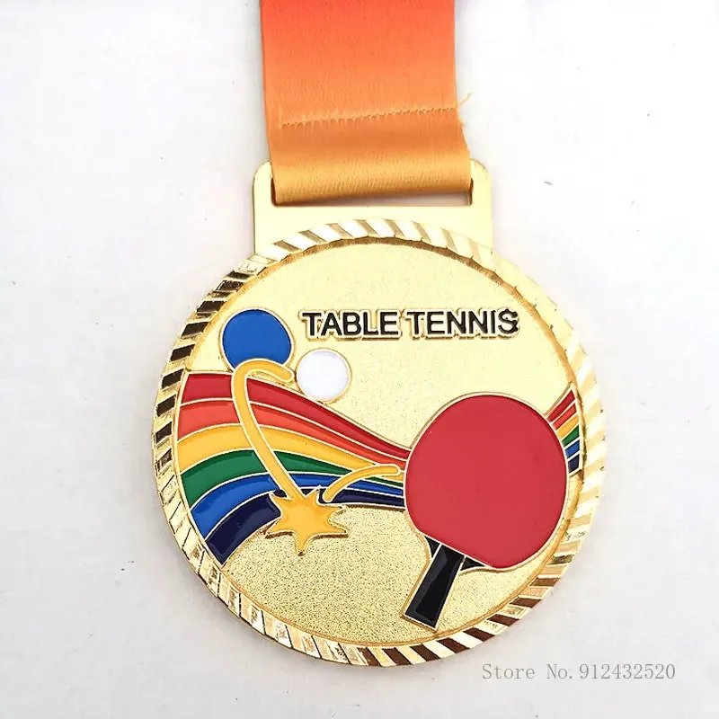 Creative Customized Hang a medal around the neck gift Honor Award School Competition Gold silver Bronze table tennis MEDALS 3Pcs