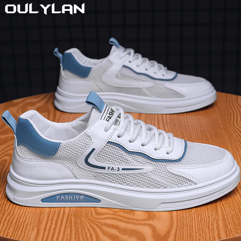 2024 Men's Sneakers Platform Casual Shoes for Men Non-slip Sports Shoes Comfortable Male Sneakers Mesh Hollow Sports Shoes